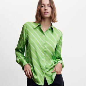 Mango Green Satin Button Up
